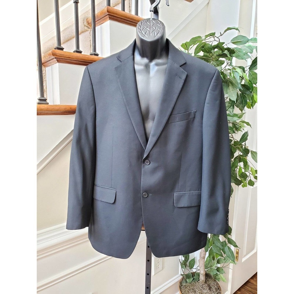IZOD Men's Blue Polyester Single Breasted Two Buttons Fitted Jacket Blazer 42R